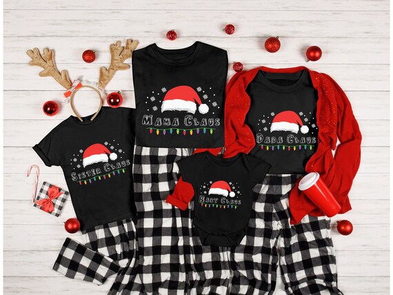 Mens Dada Claus Christmas Family Matching Pajama Santa Hat T-Shirt Mens Dada Claus Christmas Family Matching Pajama Santa Hat T-Shirt