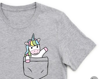 Unisex Unicorn Pocket T-Shirt