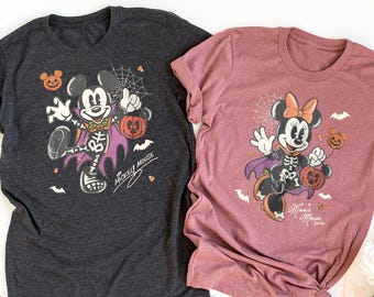 Funny Halloween Minnie Mickey Mouse Couple Shirts, Disney Trip Shirt