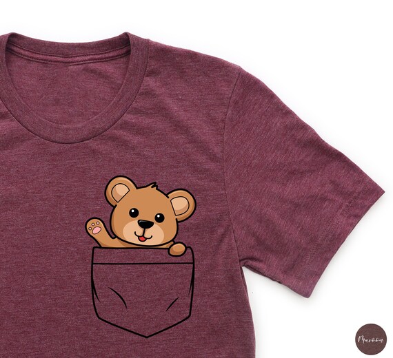 Pocket Bear Shirt Cute Bear Shirt Pocket Tee Bear Youth - Etsy