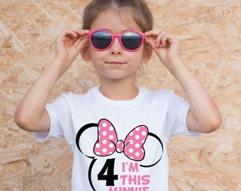 4.Geburtstag Minnie Maus T-Shirt, Disneyworld Tee