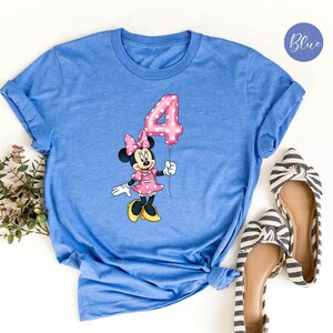 4. Geburtstag Minnie Maus Shirt, Disney World Tee, Kinder Geburtstagsgeschenk Bild 3