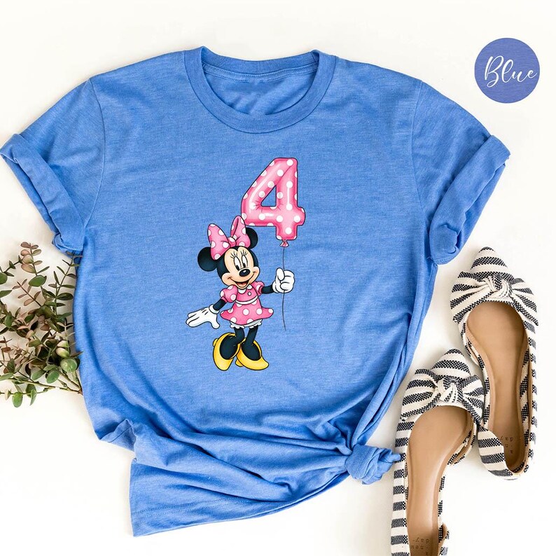4. Geburtstag Minnie Maus Shirt, Disney World Tee, Kinder Geburtstagsgeschenk Bild 3