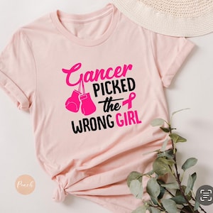 Breast Cancer Shirt, Cancer Support Shirt,Cancer Shirt, Breast Cancer Awareness Shirt,Pink Ribbon Tee,Cancer Picked the Wrong Girl T-shirt