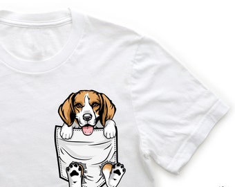 Beagle Pocket T-Shirt, Dog Lover Gift