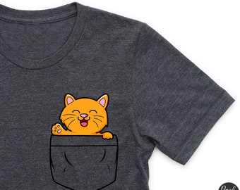 Pocket Cat T-Shirt, Cat Lover Gift