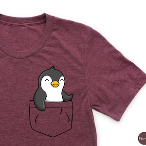 Pocket Penguin Shirt, Penguin Birthday Gift, Penguin Gift, Penguin Lover Shirt, Funny Penguin Shirt, Cute Penguin T shirt, Animal Love shirt