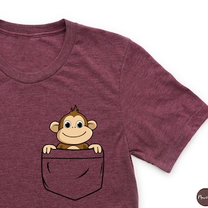 Monkey Shirt, Monkey Lover Gift, Pocket Monkey Shirt, Monkey Birthday Shirt, Monkey Toddler Shirt, Monkey Baby Clothes, Gifts for Her