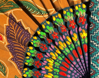 Hand Fan painted ALEBRIJE Style