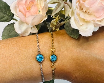 Turquoise Stone bracelet | gift for her | uk bracelet |  valentines gift for her| bracelet gift | polymer clay bracelet, birthstone bracelet