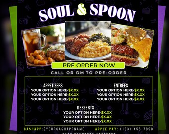 Editable Food Flyer Template: Canva Menu Design for Catering & Pre-Orders (Digital Download)