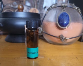 Psychic Spell Oil, Organic Herbs, conjure oil, Crystal Infused 1 dram