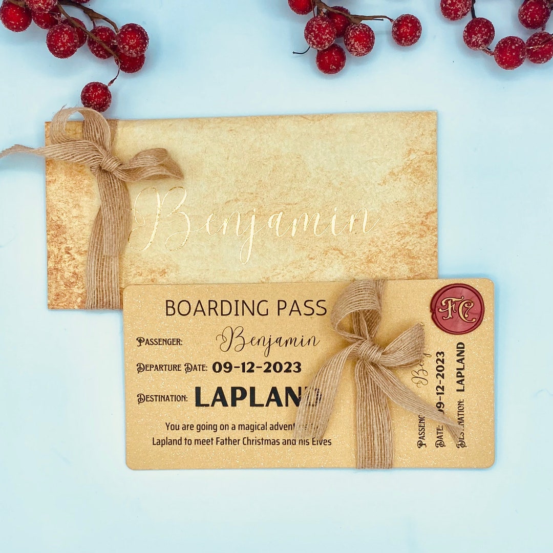 Personalised Lapland Invitation Luxury Lapland Scented Boarding Pass