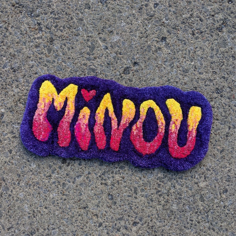 Custom Word Rug 70s Typo Rug Groovy Custom Wall Mats to Etsy