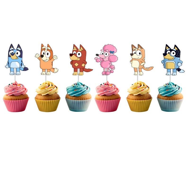 Bluey Birthday Bluey Decoration Cupcake Topper Cake Topper Etsy