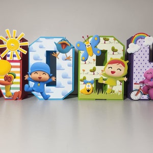 Pocoyo party, pocoyo birthday, letters pocoyo, cake topper pocoyo, letters 3d pocoyo, Birthday boy, Birthday Girl, personalized letters