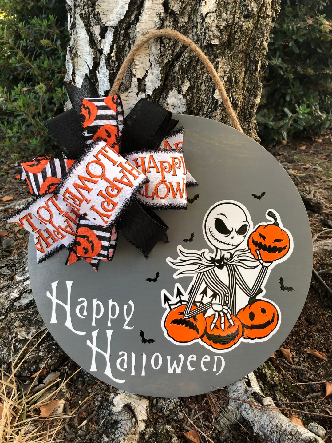Jack Skellington Halloween Door Hanger, Jack Skellington Wreath