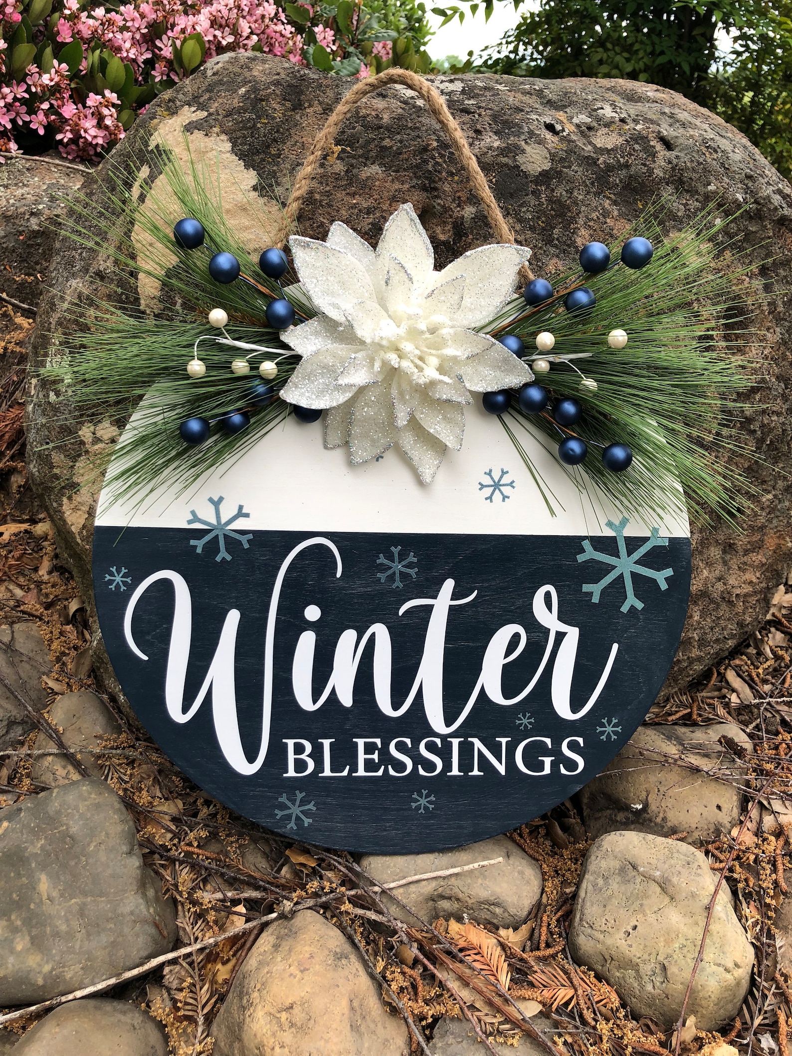 Winter Blessings Door Hanger, Winter Door Hanger, Winter Door Wreath