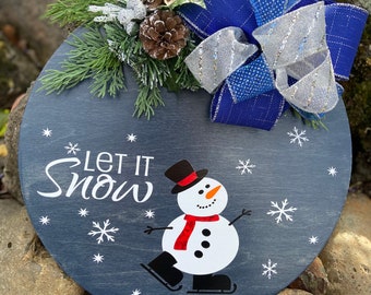 Let It Snow Door Hanger, Snowman Door Hanger, Winter Door Hanger, Christmas Door Hanger, Snowman Door Sign, Snowman Winter Door Hanger