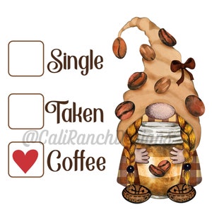 Gnomo de café PNG, Impresión digital de gnomo de café de amor de una sola toma, Gnomo PNG, Sublimación de gnomo de café, Descarga digital, Diseño de sublimación