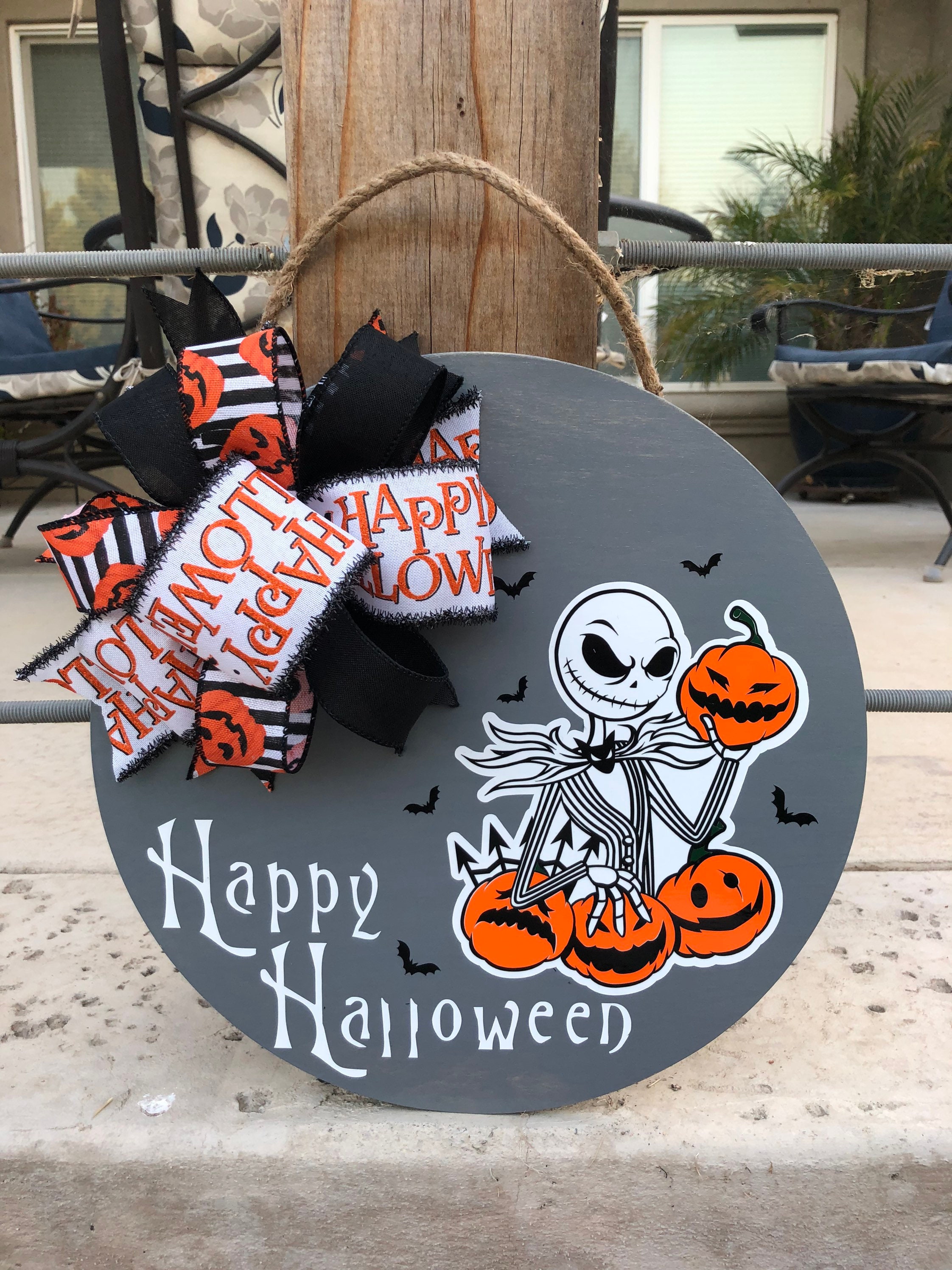 Jack Skellington Halloween Door Hanger, Jack Skellington Wreath