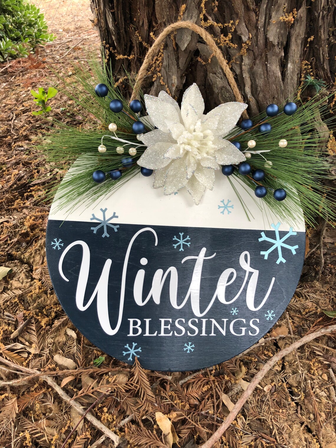 Winter Blessings Door Hanger, Winter Door Hanger, Winter Door Wreath ...