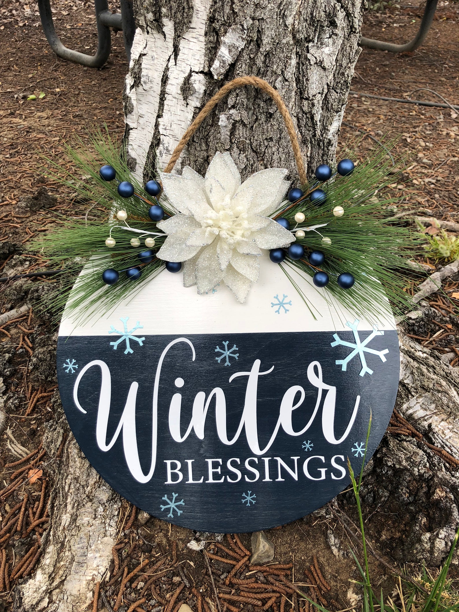 Winter Blessings Door Hanger, Winter Door Hanger, Winter Door Wreath