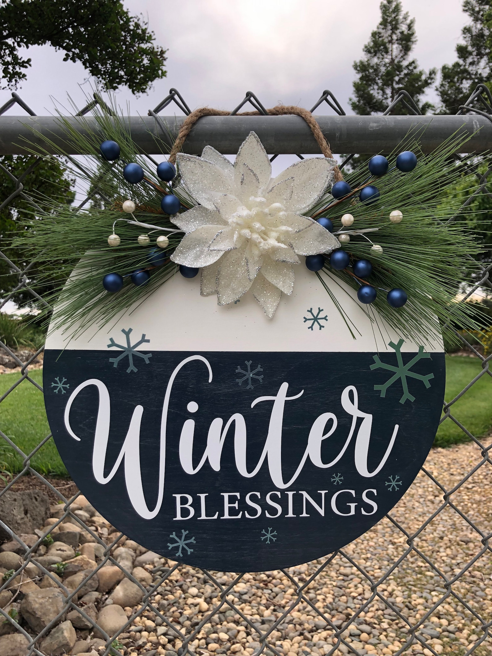 Winter Blessings Door Hanger, Winter Door Hanger, Winter Door Wreath