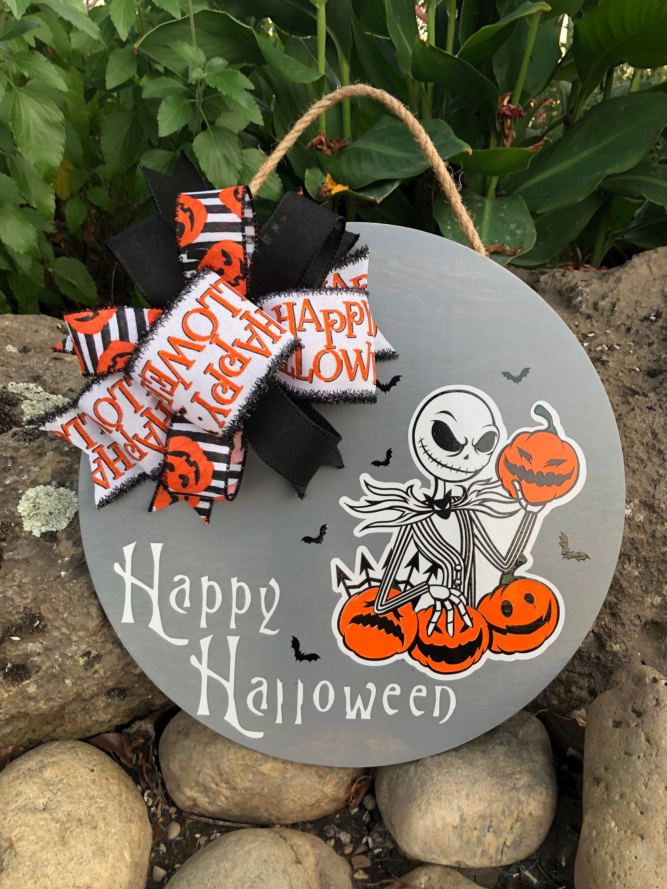 Jack Skellington Halloween Door Hanger, Jack Skellington Wreath