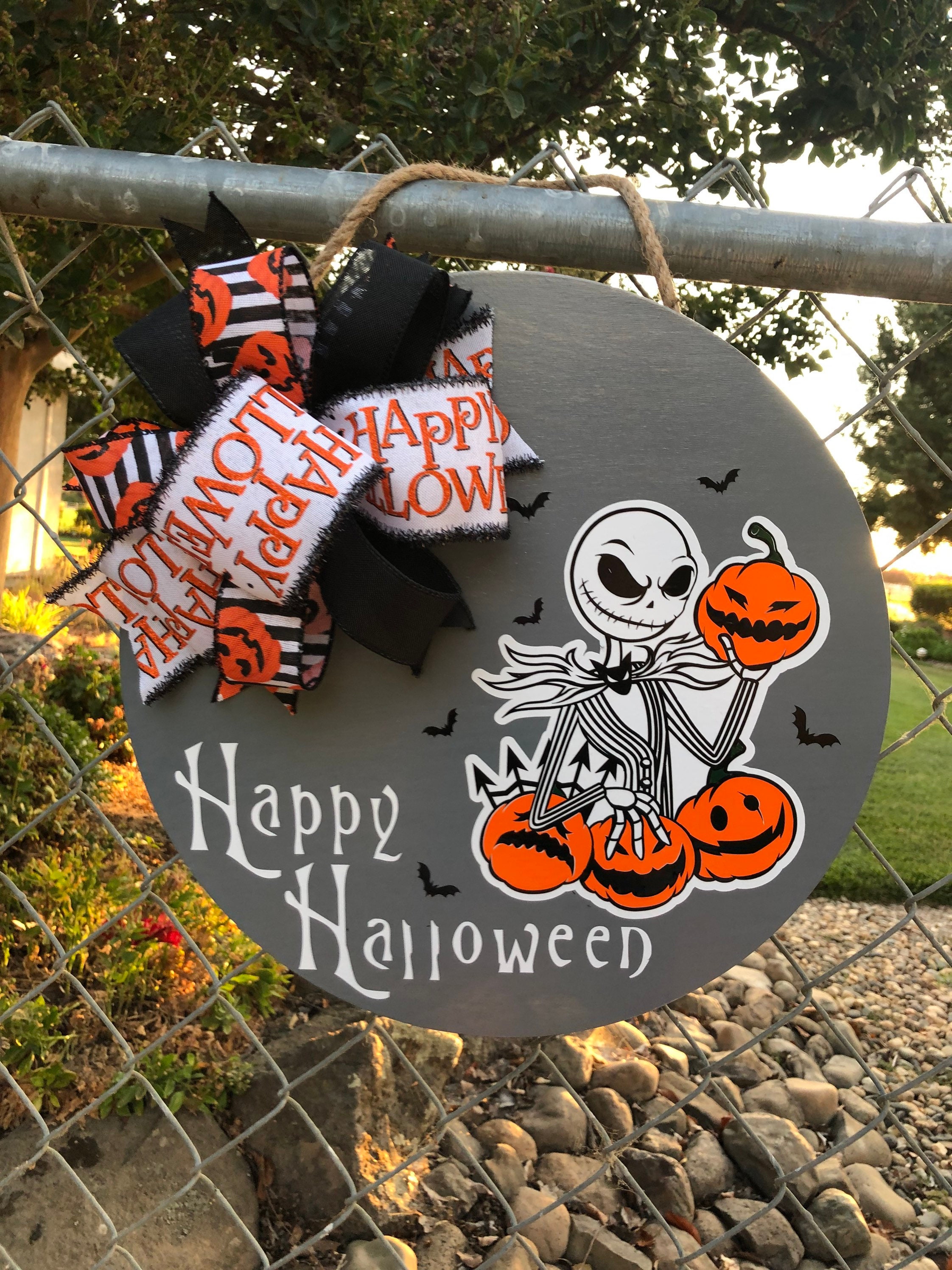 Jack Skellington Halloween Door Hanger, Jack Skellington Wreath