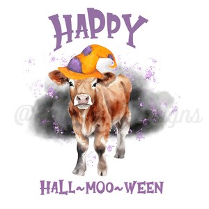 Diseño de sublimación de vaca de Halloween, PNG de vaca de Halloween, Sublimación de bruja de vaca de Halloween, Halloween, Sombrero de bruja de vaca de Halloween, Feliz Halloween