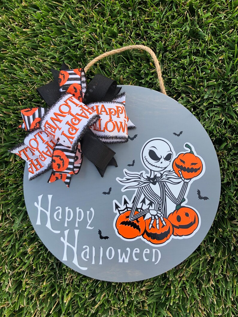 Jack Skellington Halloween Door Hanger, Jack Skellington Wreath