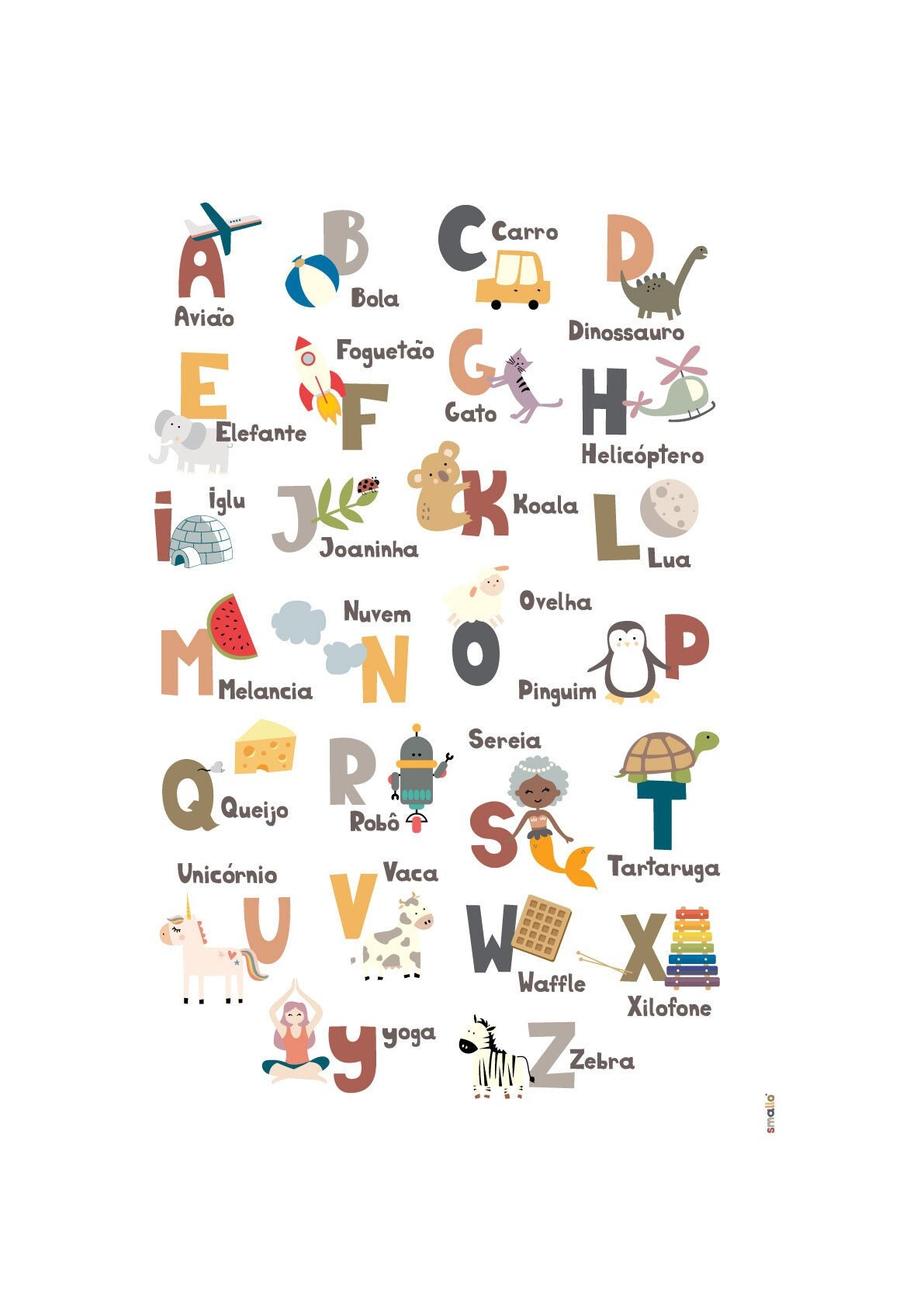 11 x 14 High Res Bilingual Alphabet Poster, European Portuguese