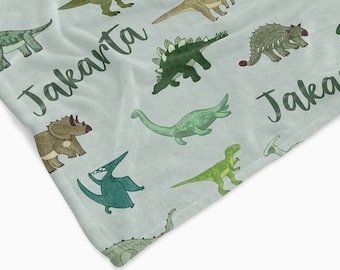 Dinosaur Personalised Baby Blanket | Soft Custom Blanket for Toddlers and Kids