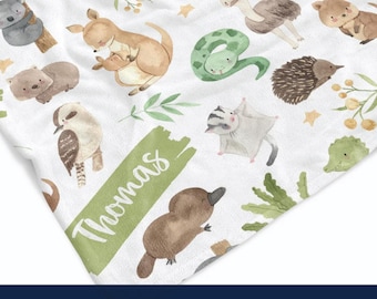 Aussie Animal Personalised Baby Blanket | Soft Custom Blanket for Toddlers and Kids