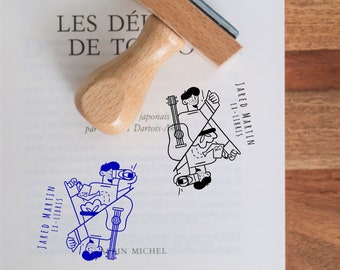 Ex-Libris Guitar and Photo | Personalized stamp | Book stamp | Ex Libris stamp | Personalized ink stamp | Business stamp