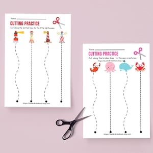 Ocean Theme Cutting Practice | Scissor Skills Printable