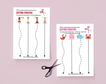 Ocean Theme Cutting Practice | Scissor Skills Printable