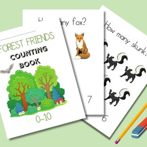 Forest Friends Counting Book | Count to ten printable workbook