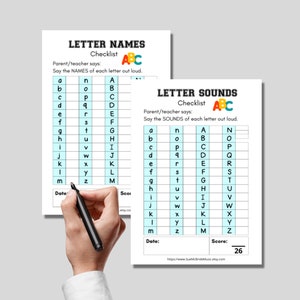 Kit de evaluación imprimible de nombres y sonidos de letras