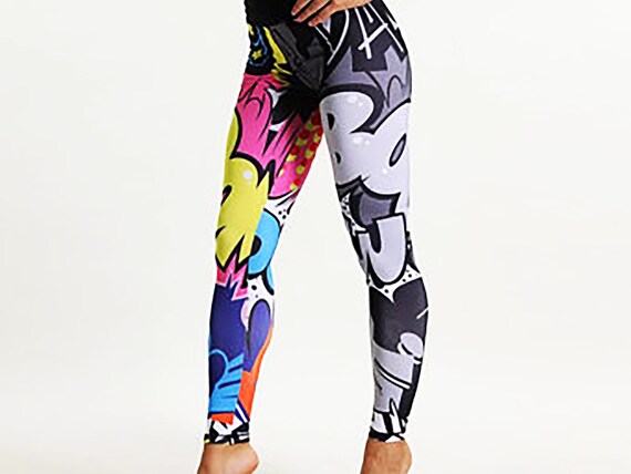 Comic Tights, Comic Leggings, Exercise Tights, Fun Leggings, Fun Tights,  Cute Leggings, Cute Tights, Yoga Leggings, Fitness Wear