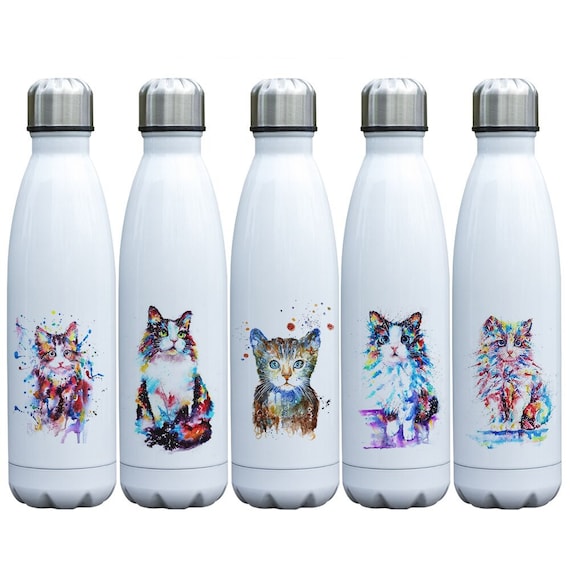 Cat Water Bottle -Black & White Cat Water Bottle -Black & White