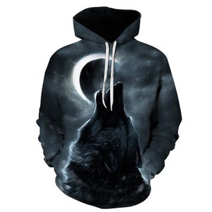 Wolf moon hoodie hooded winter hoodie gift new gift hoodie hooded