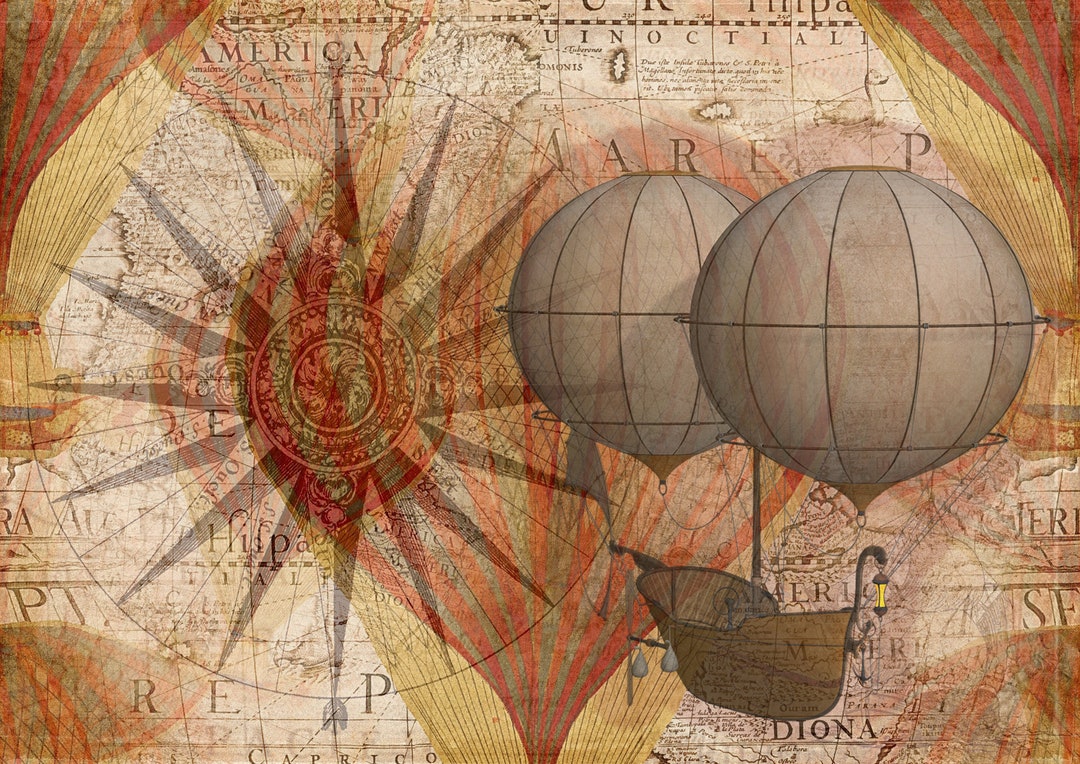 Compass Hot Air Balloon Etsy