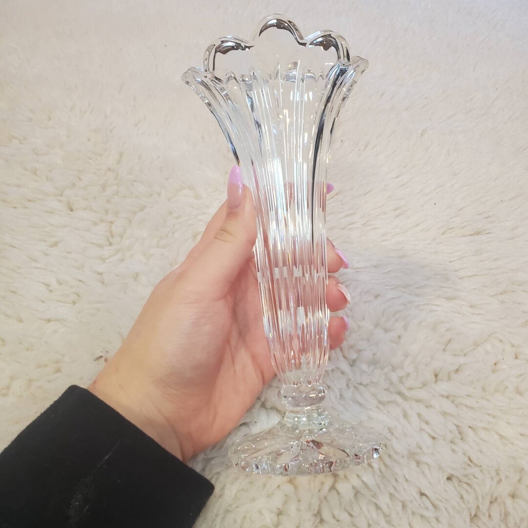 Vintage Glass Flute Vase Etsy