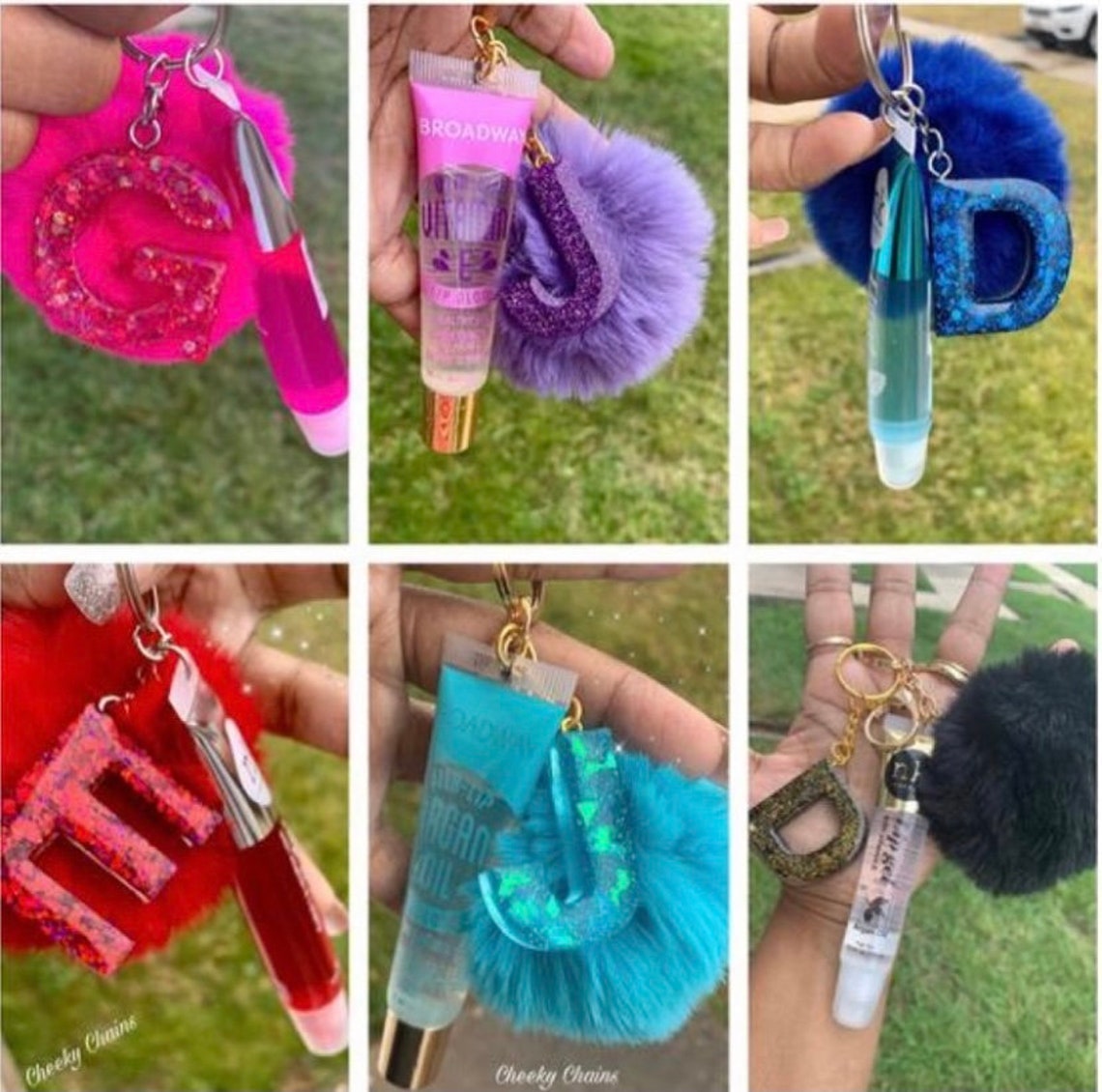 Lip Gloss Initial Keychain Lip Gloss Bundlescustom Resin Etsy
