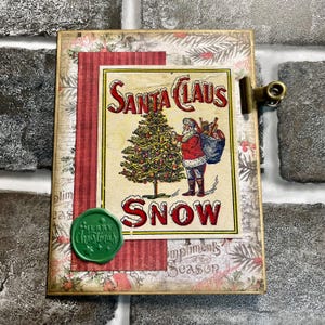 Santa Claus Snow Vintage Style Christmas Advertisement Small Ephemera Altered Folder for Junk Journal