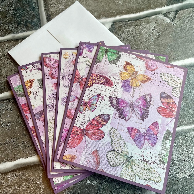 Handcrafted Butterfly A2 Note Cards With Envelopes (set of 6) - Etsy