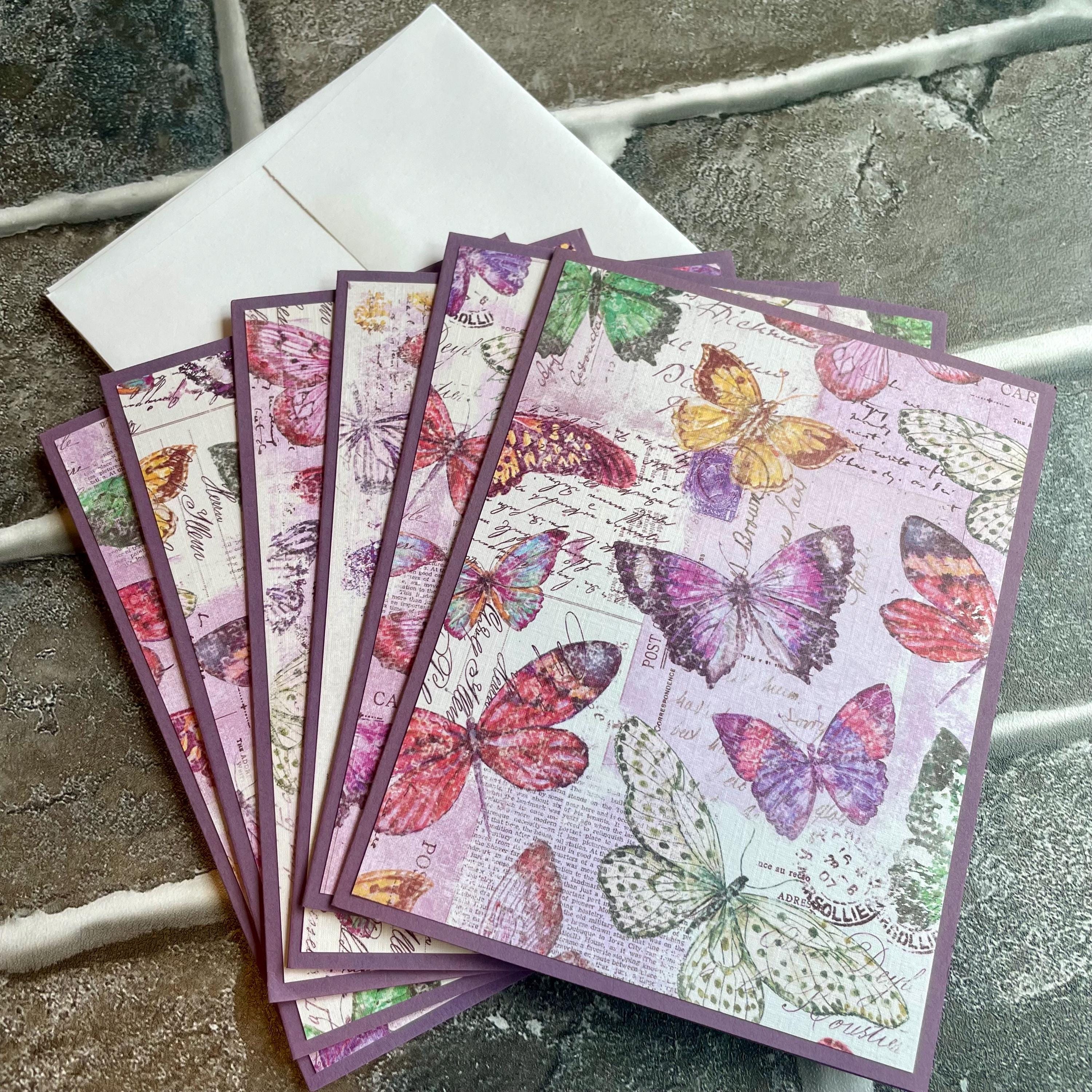Handcrafted Butterfly A2 Note Cards With Envelopes (set of 6) - Etsy