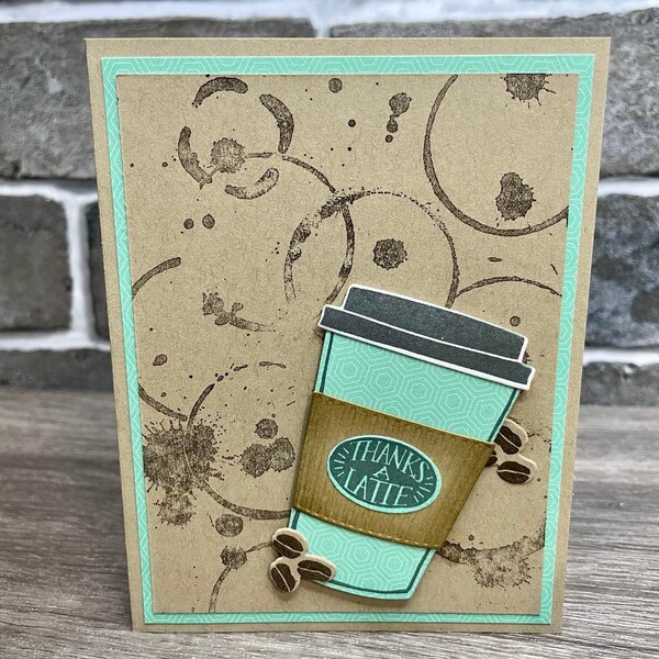 Thanks a Latte - Coffee Lover Card - Blank Greeting Card - Teacher Gift - Hand Stamped Card - Handmade Card